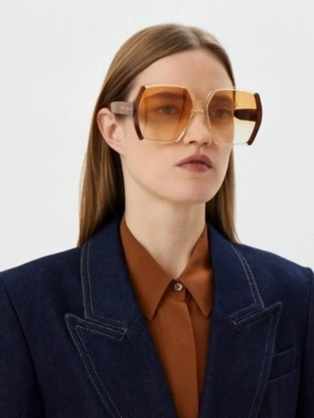 New Gucci Havana Brown Oversized Women Sunglasses GG1065S 001